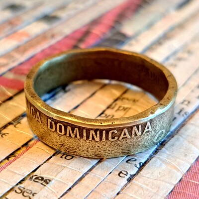 DOMINICAN REPUBLIC Coin Ring Made With Genuine Foreign Coin Central America Island Jewelry Gift Unique Cultural Bronze Jewelry Anniversary - image3